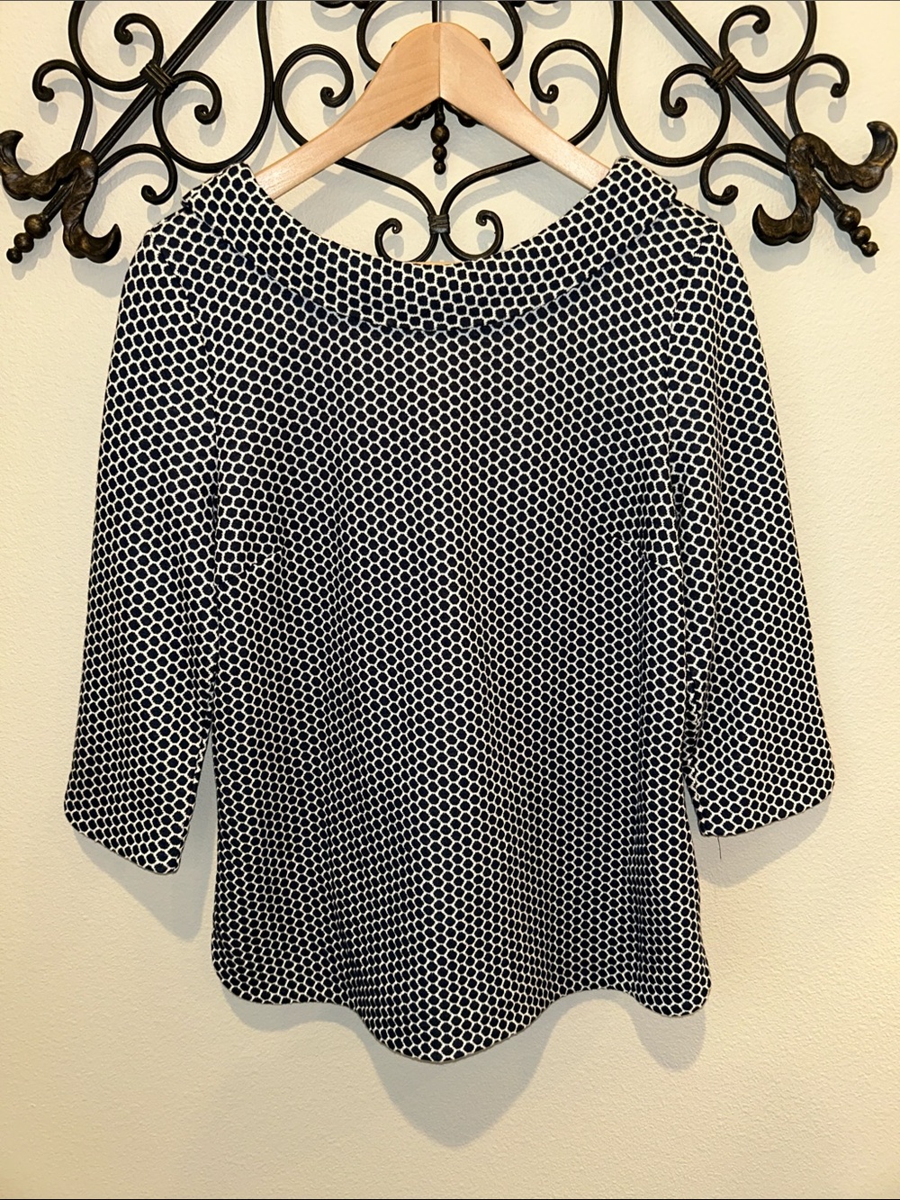 BODEN SARAH OTTOMAN PETER PAN 3/4 SLEEVE TOP SIZE 10